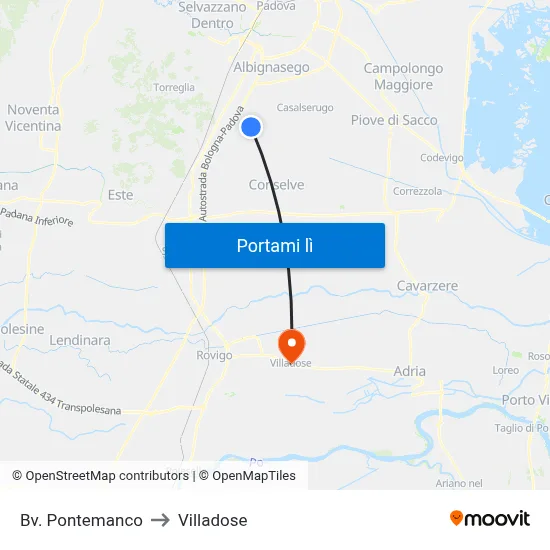 Bv. Pontemanco to Villadose map