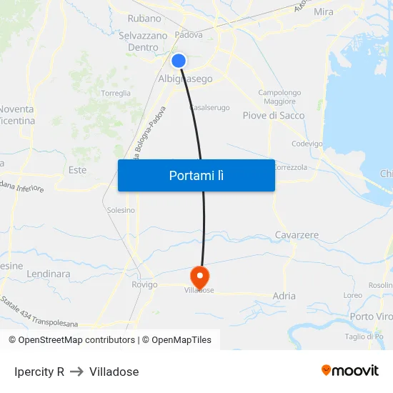 Ipercity R to Villadose map