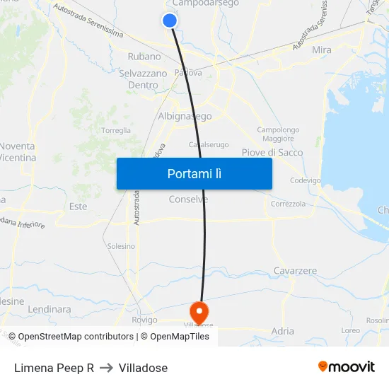 Limena Peep R to Villadose map
