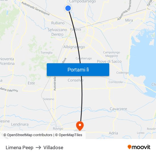 Limena Peep to Villadose map