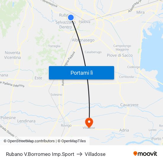 Rubano V.Borromeo Imp.Sport to Villadose map