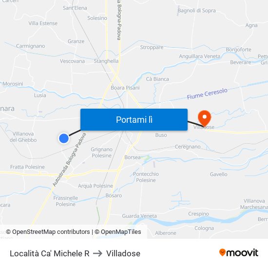Località Ca' Michele R to Villadose map