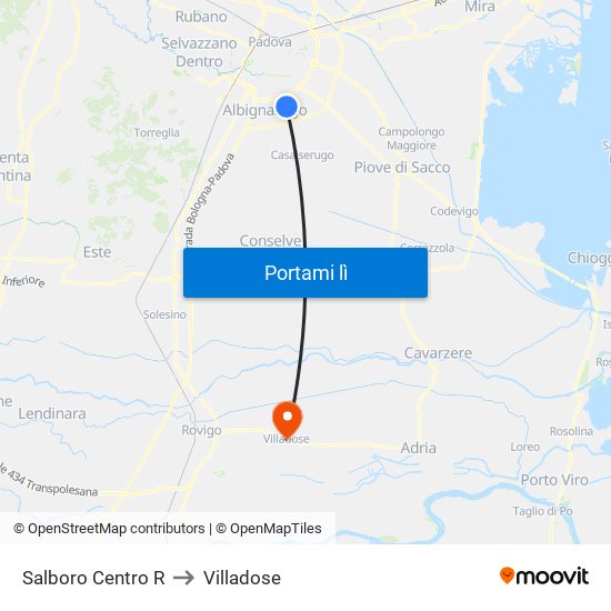 Salboro Centro R to Villadose map