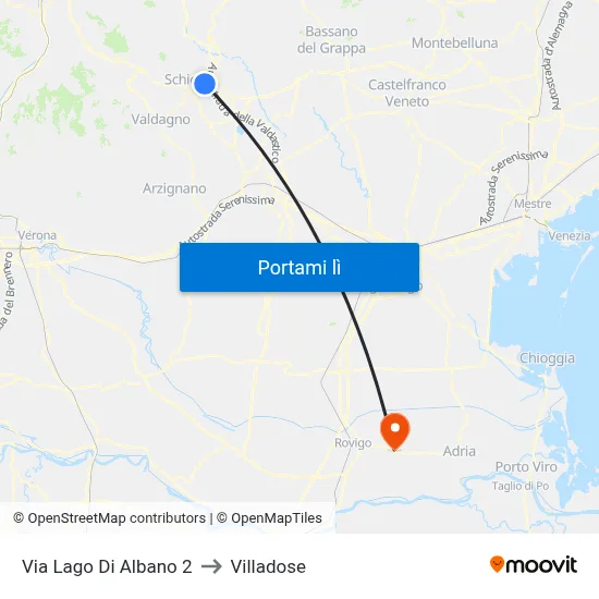 Via Lago Di Albano 2 to Villadose map