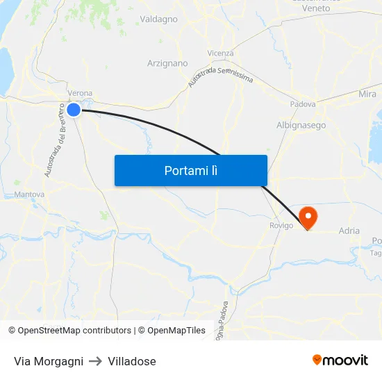 Via Morgagni to Villadose map