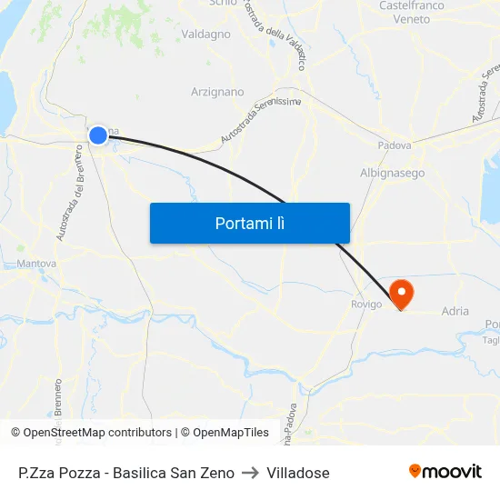 P.Zza Pozza - Basilica San Zeno to Villadose map