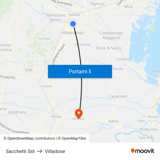 Sacchetti Sst to Villadose map