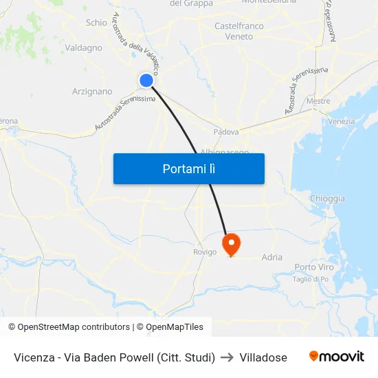 Vicenza - Via Baden Powell (Citt. Studi) to Villadose map