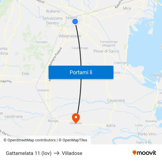Gattamelata 11 (Iov) to Villadose map