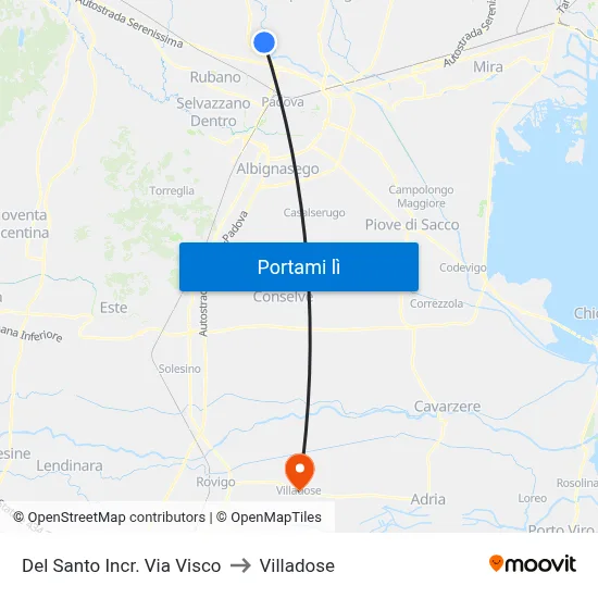 Del Santo Incr. Via Visco to Villadose map