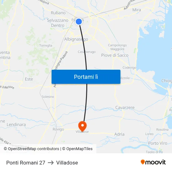 Ponti Romani 27 to Villadose map