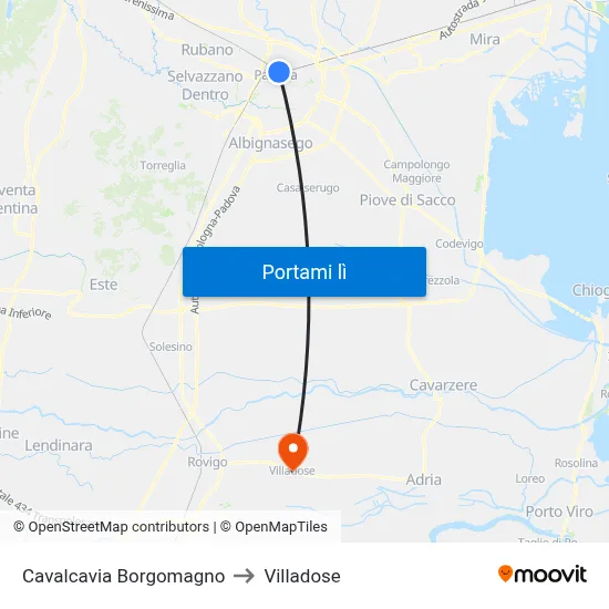 Cavalcavia Borgomagno to Villadose map