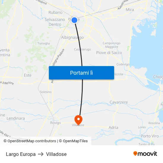 Largo Europa to Villadose map