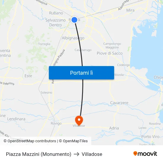 Piazza Mazzini (Monumento) to Villadose map