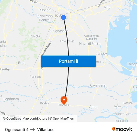 Ognissanti 4 to Villadose map