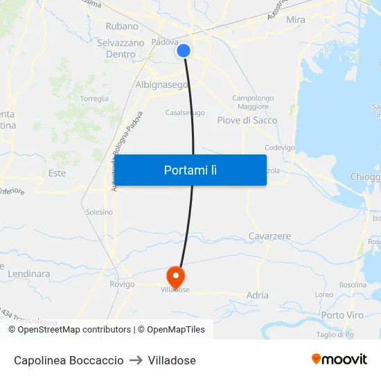 Capolinea Boccaccio to Villadose map