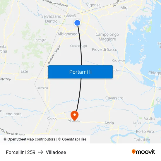 Forcellini 259 to Villadose map