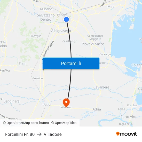 Forcellini Fr. 80 to Villadose map