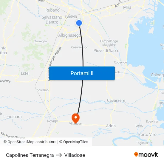 Capolinea Terranegra to Villadose map