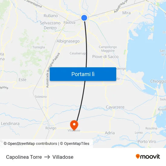 Capolinea Torre to Villadose map