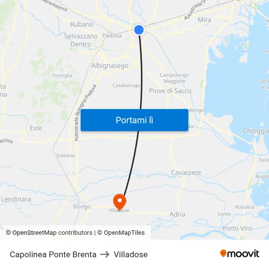 Capolinea Ponte Brenta to Villadose map
