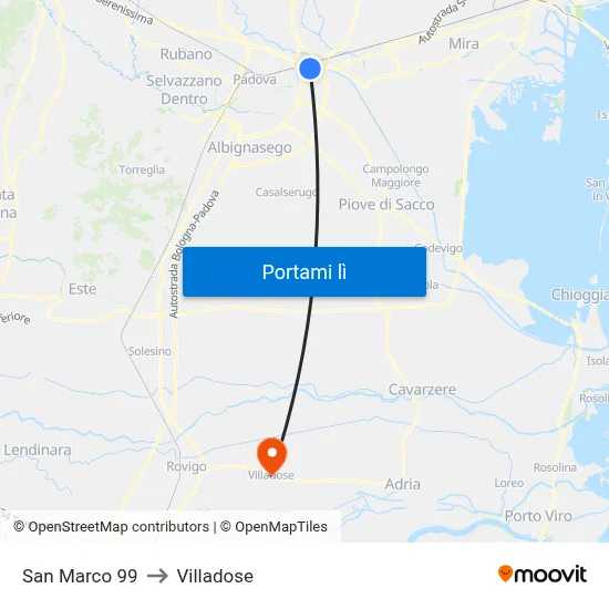 San Marco 99 to Villadose map