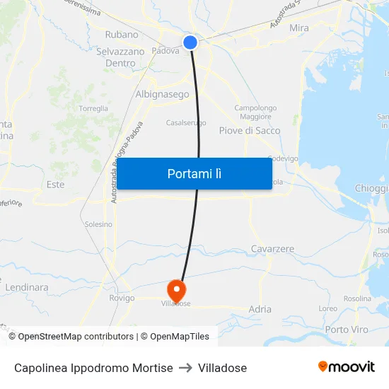 Capolinea Ippodromo Mortise to Villadose map