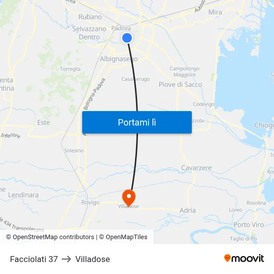 Facciolati 37 to Villadose map