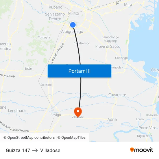 Guizza 147 to Villadose map