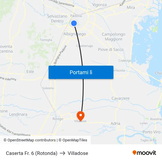 Caserta Fr. 6 (Rotonda) to Villadose map