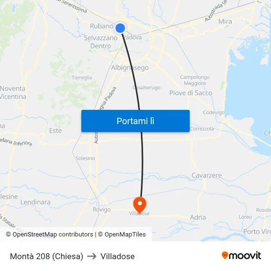 Montà 208  (Chiesa) to Villadose map
