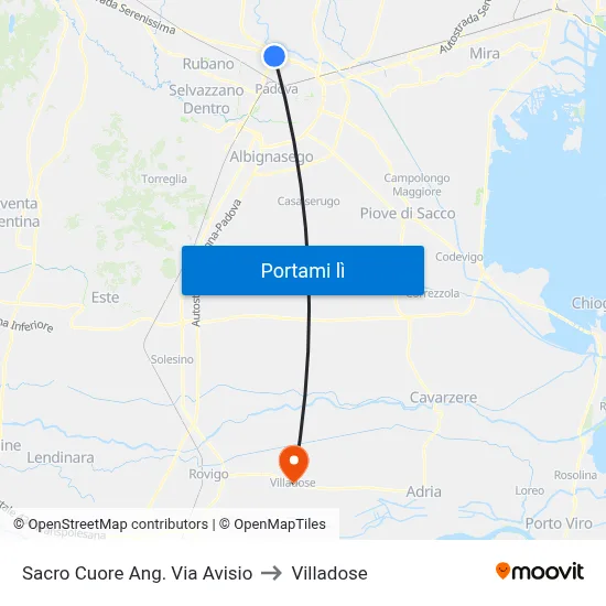 Sacro Cuore Ang. Via Avisio to Villadose map