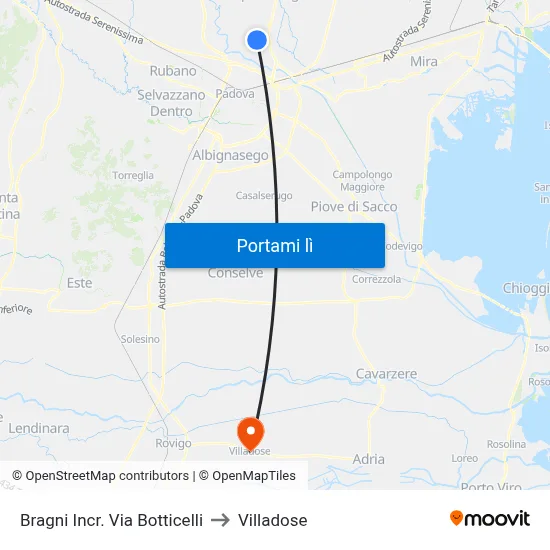 Bragni Incr. Via Botticelli to Villadose map