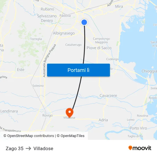 Zago 35 to Villadose map