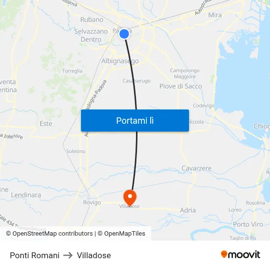 Ponti Romani to Villadose map