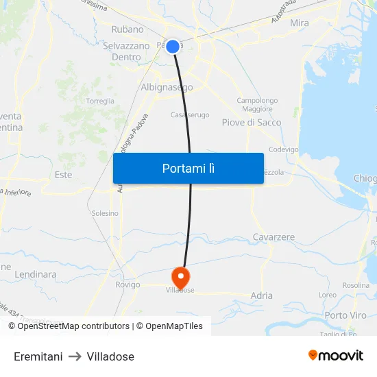Eremitani to Villadose map