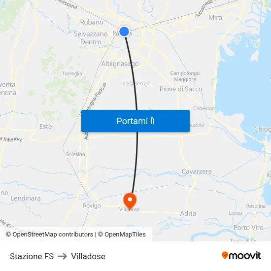 Stazione FS to Villadose map