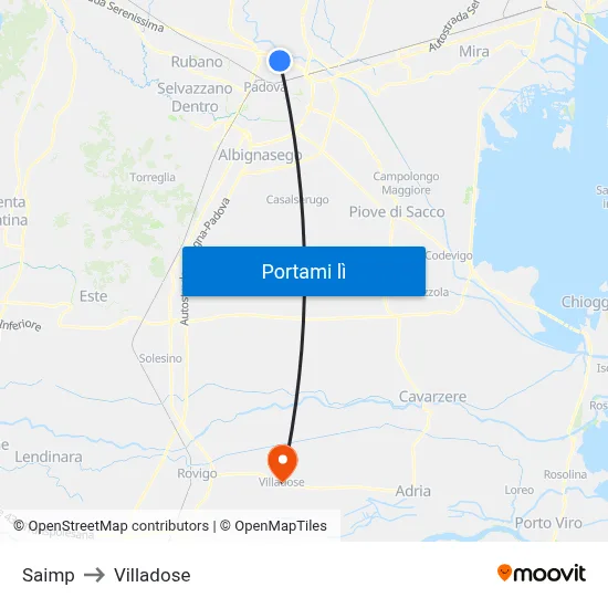 Saimp to Villadose map