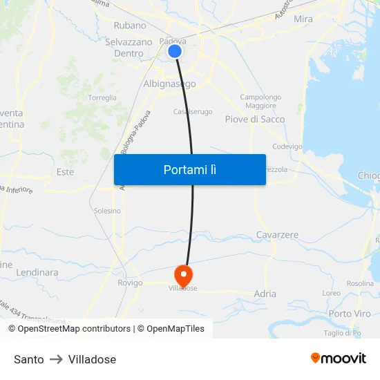 Santo to Villadose map