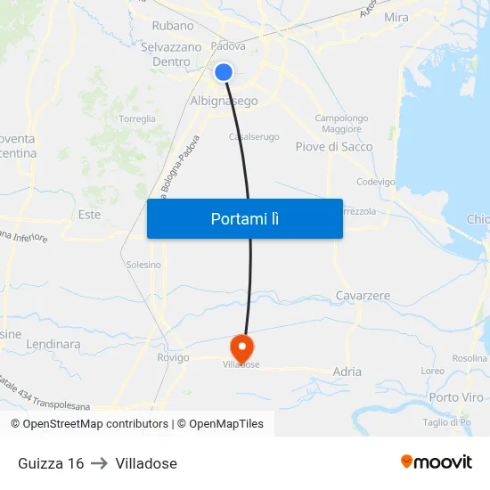 Guizza 16 to Villadose map