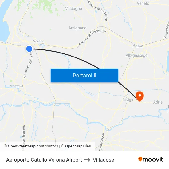 Aeroporto Catullo Verona Airport to Villadose map
