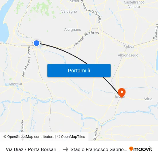 Via Diaz / Porta Borsari A to Stadio Francesco Gabrielli map