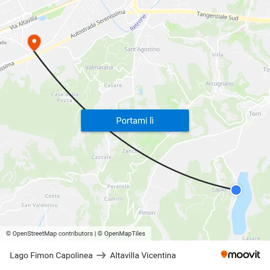 Lago Fimon Capolinea to Altavilla Vicentina map