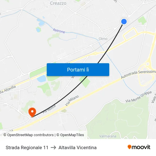 Strada Regionale 11 to Altavilla Vicentina map