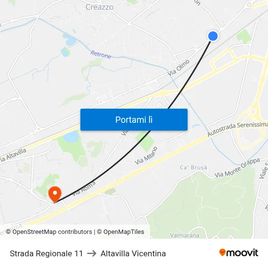 Strada Regionale 11 to Altavilla Vicentina map