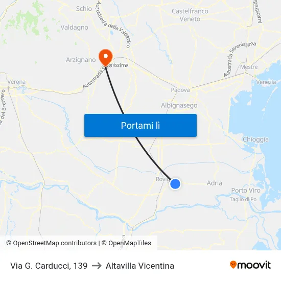 Via G. Carducci, 139 to Altavilla Vicentina map