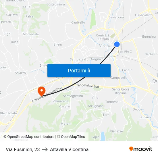 Via Fusinieri, 23 to Altavilla Vicentina map