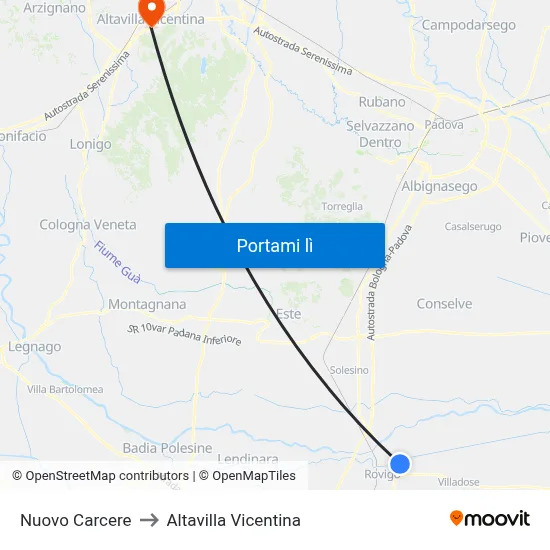 Nuovo Carcere to Altavilla Vicentina map