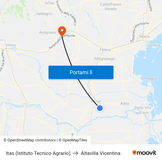 Itas (Istituto Tecnico Agrario) to Altavilla Vicentina map