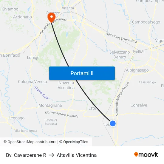 Bv. Cavarzerane R to Altavilla Vicentina map